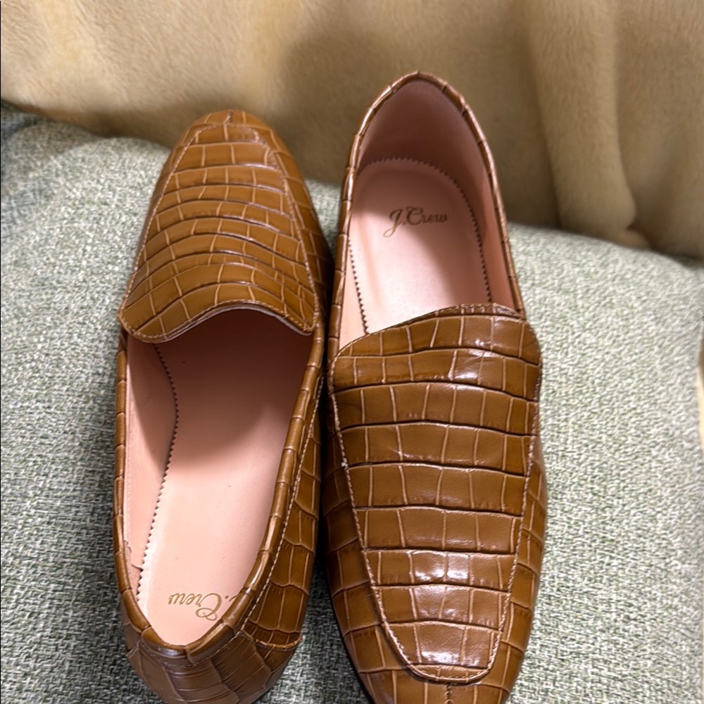 J. Crew size 10 croc embossed Italian leather smoking loafers - Picture 5 of 9